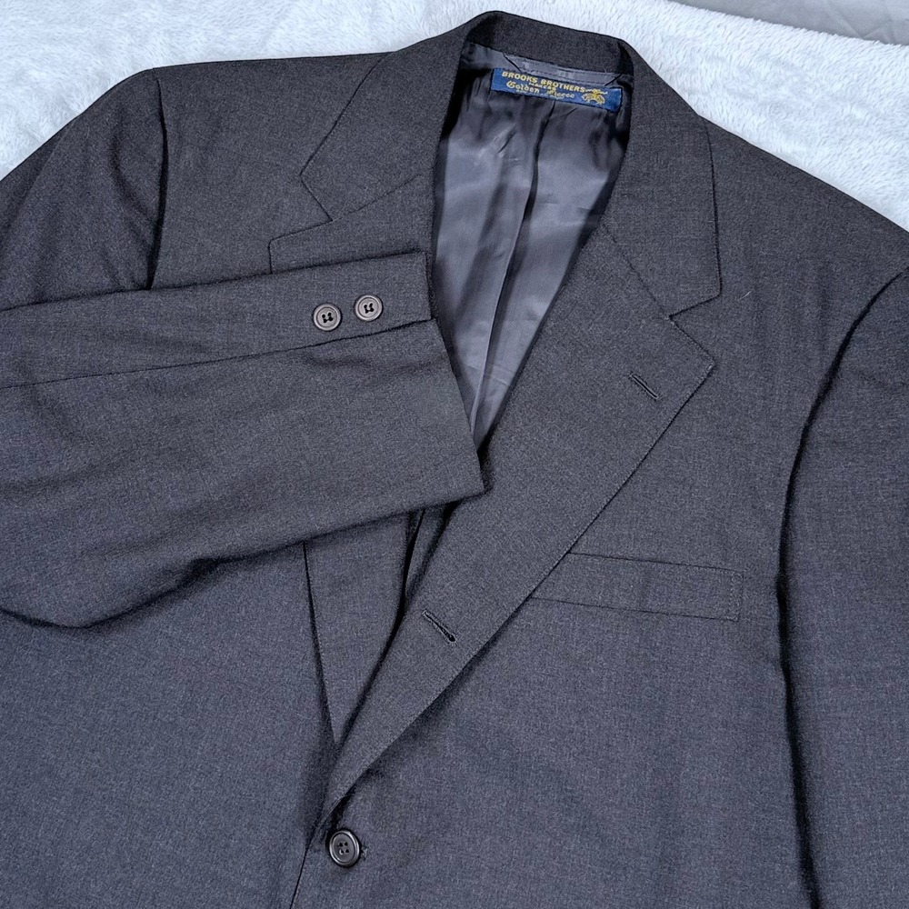Brooks Brothers Golden Fleece Wool Blazer Mens 42S Gray Vintage 3-Button Jacket